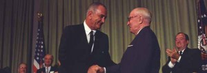 Signing of the Medicare Bill (LBJ Library Photo by Unknown. #34897-14)